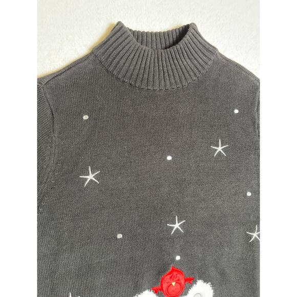 CJ Banks Women's Grandma Christmas Polar Bear & Cardigan Bird Novelty Sweater X - Picture 4 of 9